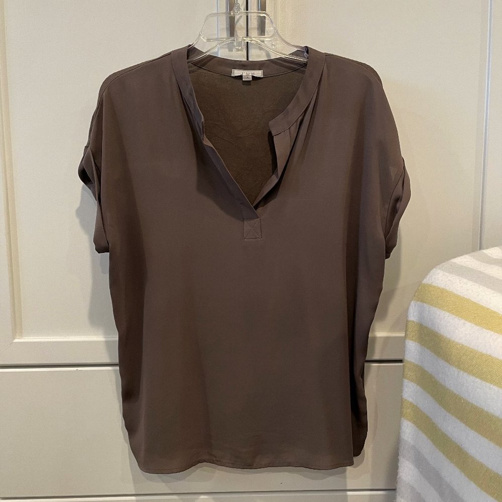 Pleione Split Neck Popover Blouse